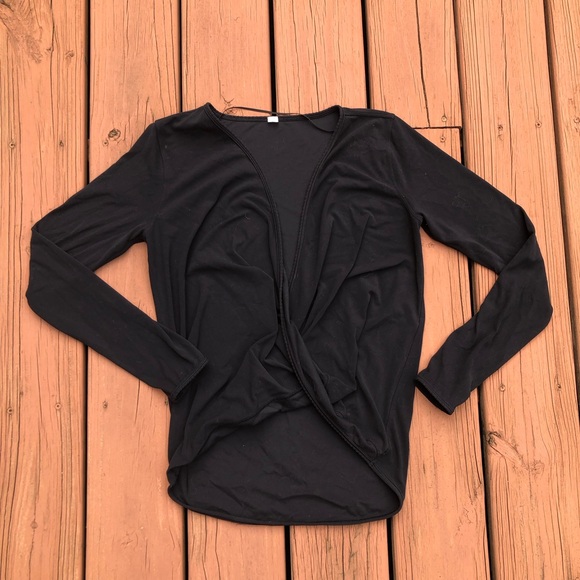 Lululemon Full Freedom Long Sleeve Top Black Yoga V-neck Style W3BABS Size 4 - Picture 5 of 11